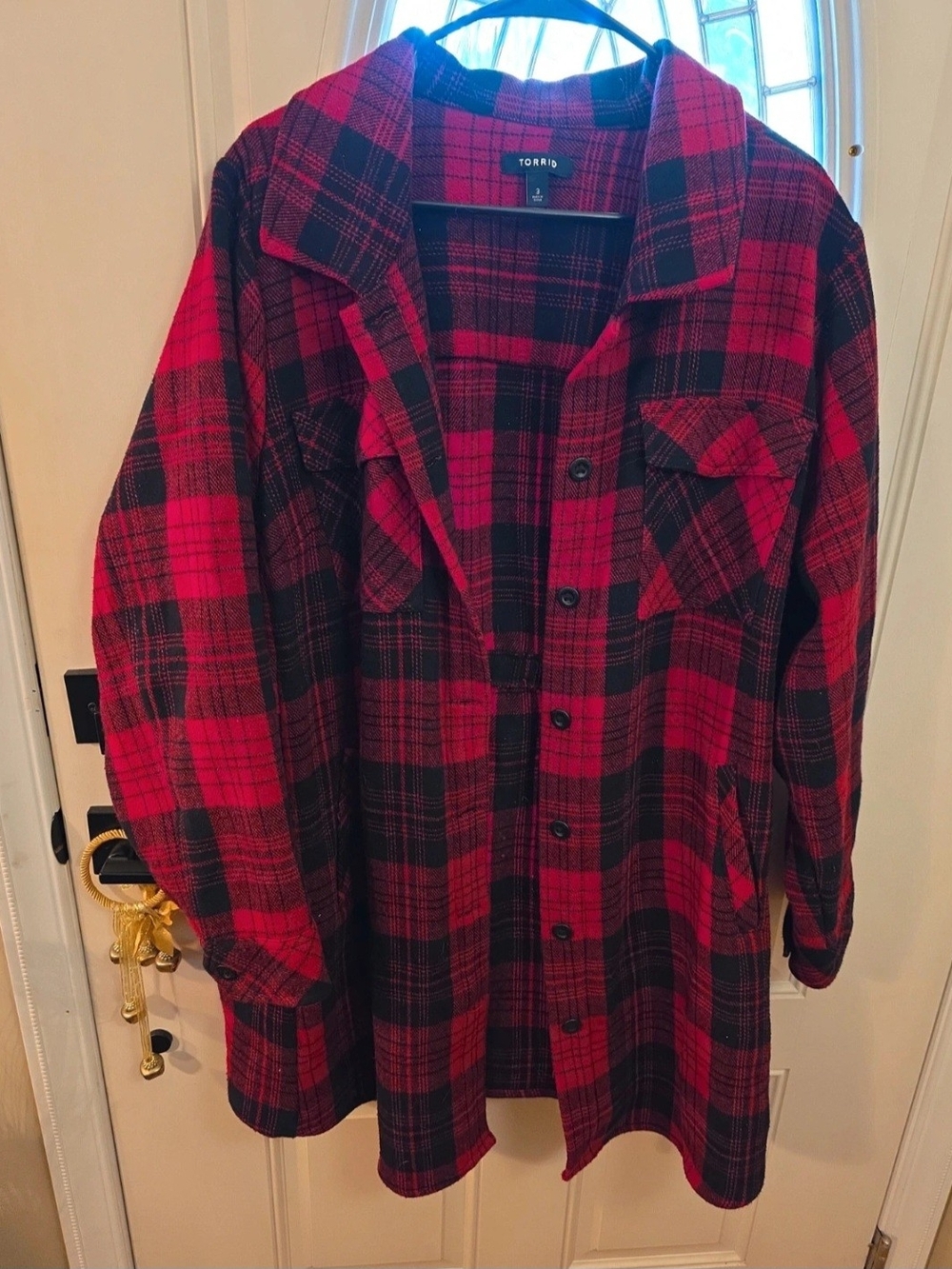torrid Red and Black Plaid Button-Down Shirt